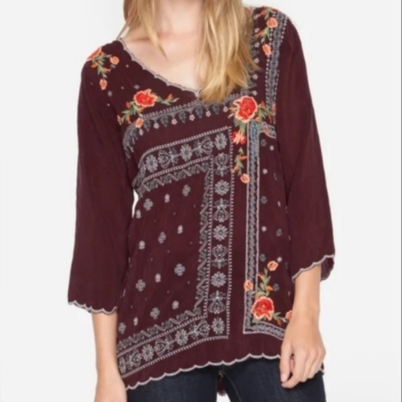 Johnny Was‎ Bennett Floral Embroidered Top Bennet Large - Picture 1 of 16